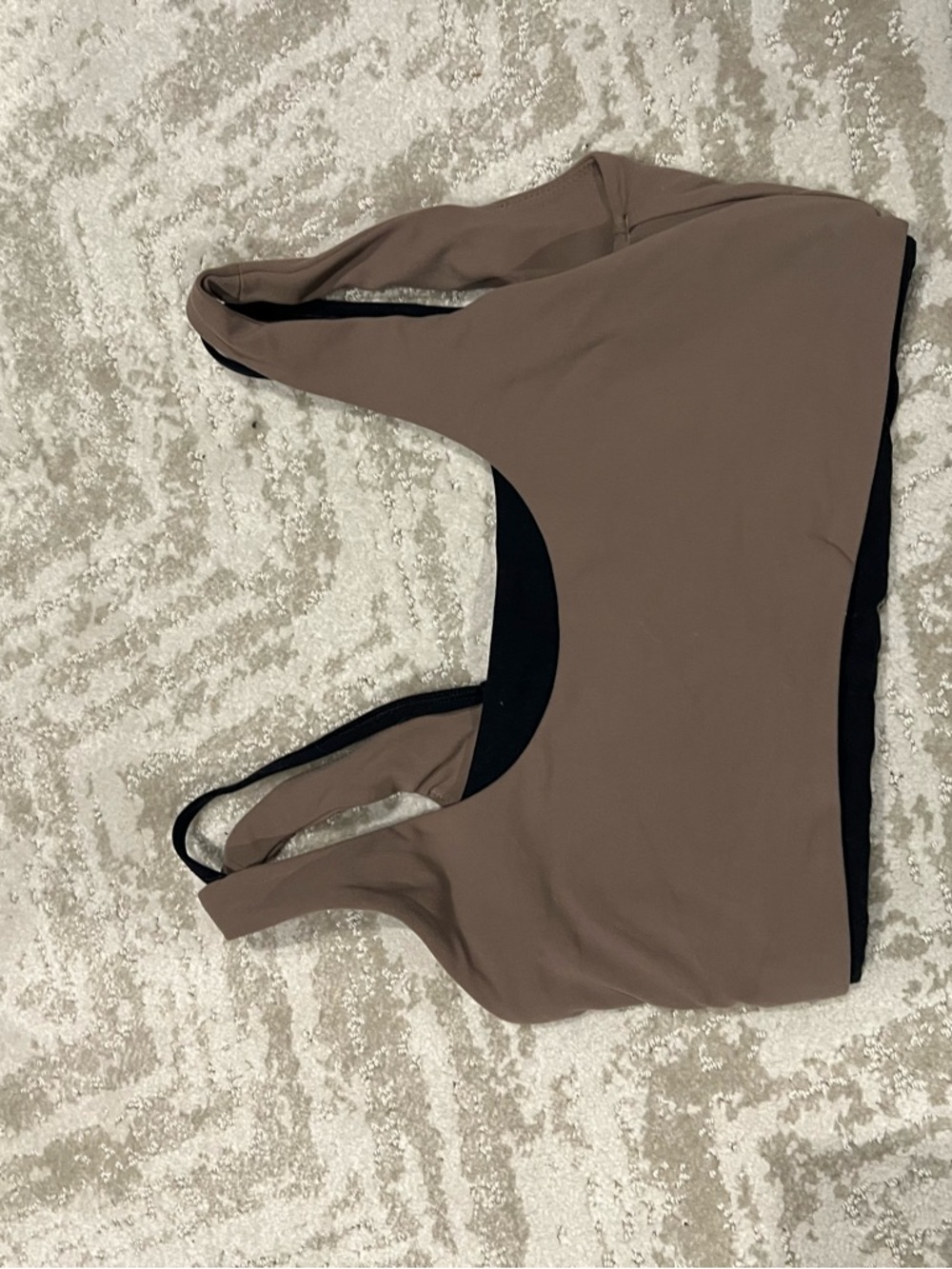 YPB Sculpting Two-Tone Seamless Sports Bra in Taupe and Black